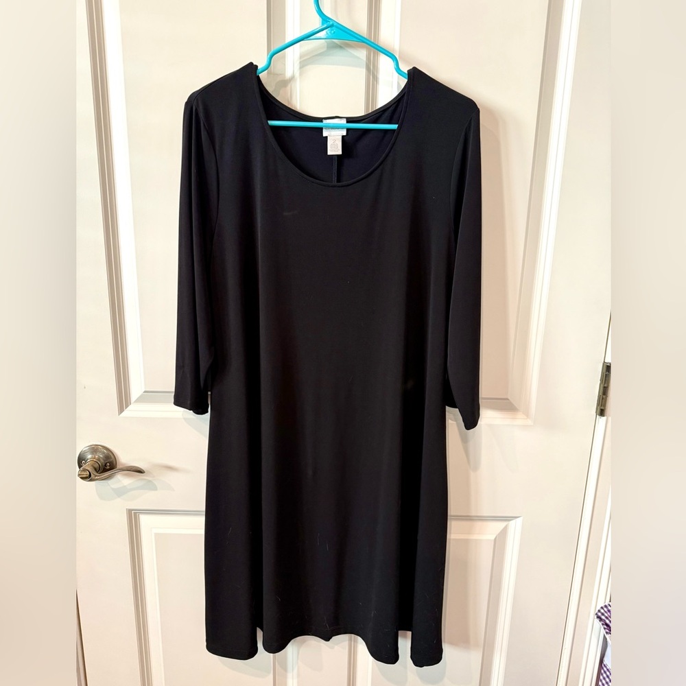 Elegant and versatile Chico’s Black Dress, size 2 (large/12).  Excellent cond.